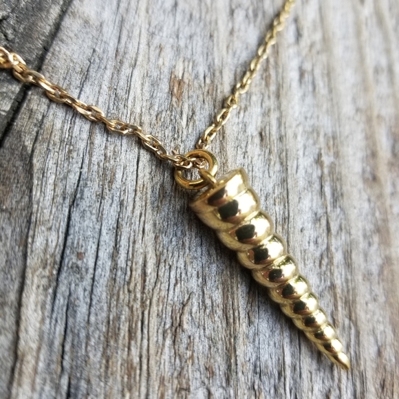Bisjoux Jewelry - Small Unicorn horn and brass pendant necklace …